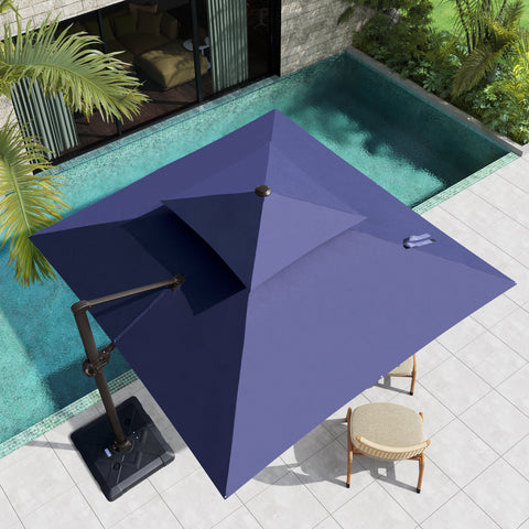 Pellebant 10x10ft Aluminum Double Top Crank Cantilever Patio Umbrella