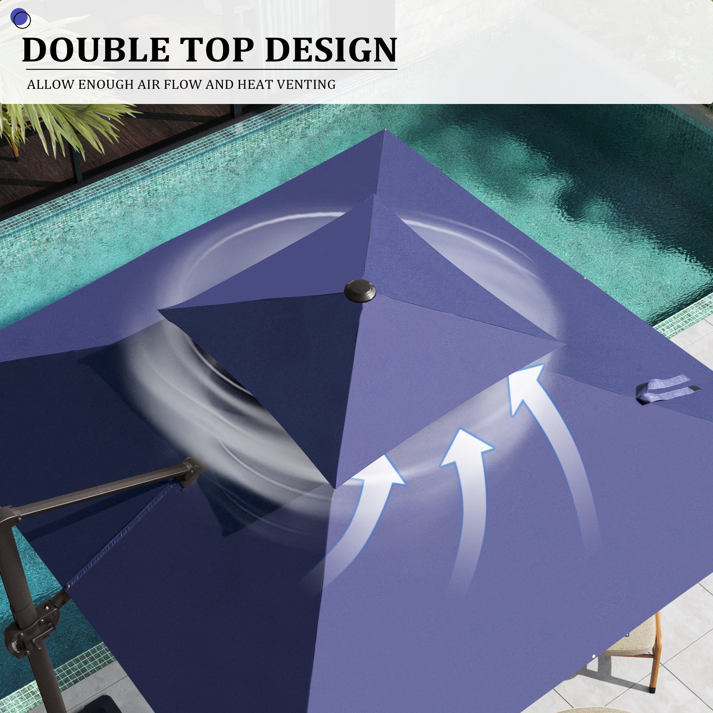 Pellebant 10x10ft Aluminum Double Top Crank Cantilever Patio Umbrella