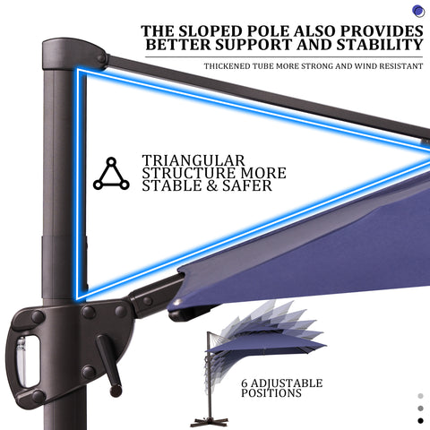 Pellebant 10x10ft Aluminum Double Top Crank Cantilever Patio Umbrella