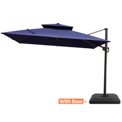 10 x 10 ft. Aluminum Double Top Cantilever Patio Umbrella with Base Options