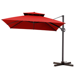 10 x 10 ft. Aluminum Double Top Cantilever Patio Umbrella with Base Options
