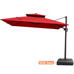 10 x 10 ft. Aluminum Double Top Cantilever Patio Umbrella with Base Options
