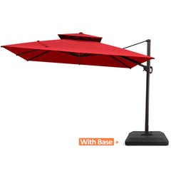 10 x 10 ft. Aluminum Double Top Cantilever Patio Umbrella with Base Options
