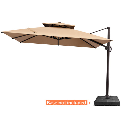 Pellebant 10x10ft Aluminum Double Top Crank Cantilever Patio Umbrella