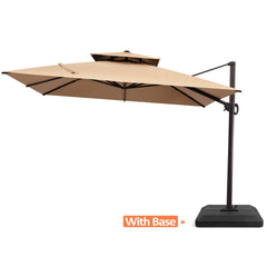 10 x 10 ft. Aluminum Double Top Cantilever Patio Umbrella with Base Options