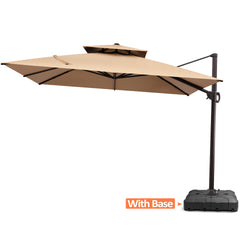 10 x 10 ft. Aluminum Double Top Cantilever Patio Umbrella with Base Options
