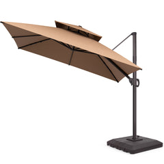 10 x 10 ft. Aluminum Double Top Cantilever Patio Umbrella with Base Options