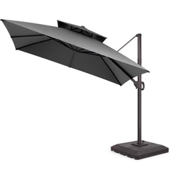 10 x 10 ft. Aluminum Double Top Cantilever Patio Umbrella with Base Options