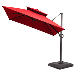 10 x 10 ft. Aluminum Double Top Cantilever Patio Umbrella with Base Options