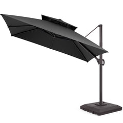 10 x 10 ft. Aluminum Double Top Cantilever Patio Umbrella with Base Options