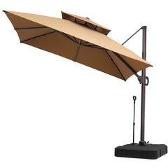 10 x 10 ft. Aluminum Double Top Cantilever Patio Umbrella with Base Options