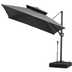 10 x 10 ft. Aluminum Double Top Cantilever Patio Umbrella with Base Options