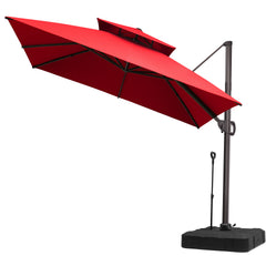 10 x 10 ft. Aluminum Double Top Cantilever Patio Umbrella with Base Options