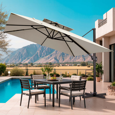 11 x 11 ft. Aluminum Double Top Cantilever Patio Umbrella with Base Options