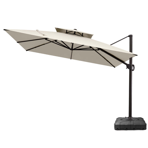 11 x 11 ft. Aluminum Double Top Cantilever Patio Umbrella with Base Options