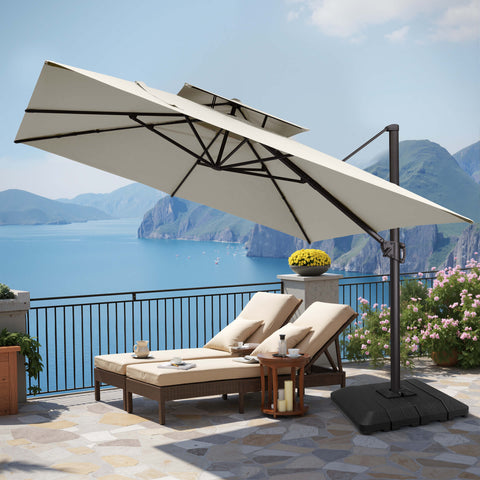 11 x 11 ft. Aluminum Double Top Cantilever Patio Umbrella with Base Options