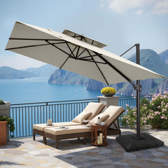 11 x 11 ft. Aluminum Double Top Cantilever Patio Umbrella with Base Options