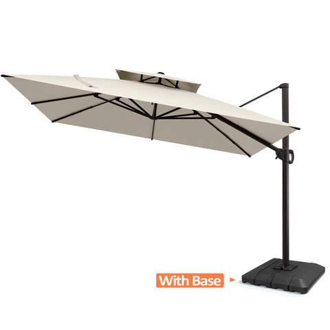 11 x 11 ft. Aluminum Double Top Cantilever Patio Umbrella with Base Options