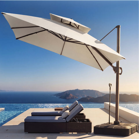 11 x 11 ft. Aluminum Double Top Cantilever Patio Umbrella with Base Options