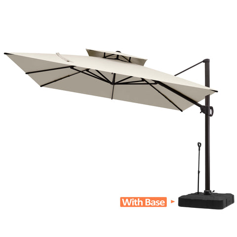 11 x 11 ft. Aluminum Double Top Cantilever Patio Umbrella with Base Options