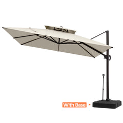 11 x 11 ft. Aluminum Double Top Cantilever Patio Umbrella with Base Options
