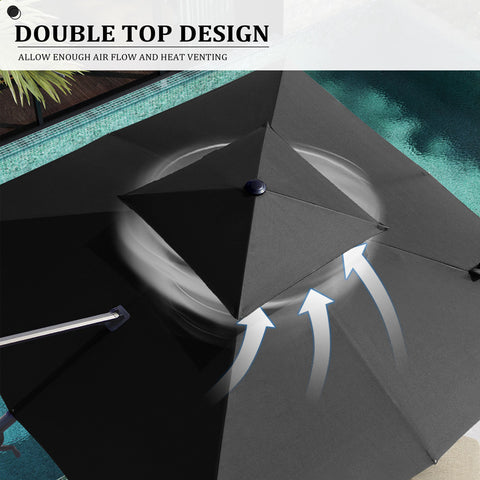 Pellebant 11x11 ft Aluminum Double Top Crank Cantilever Patio Umbrella