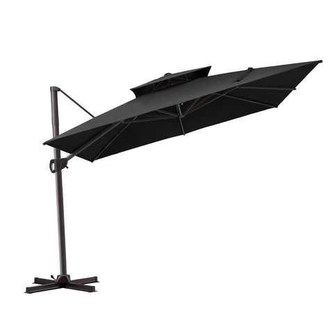 Pellebant 11x11 ft Aluminum Double Top Crank Cantilever Patio Umbrella