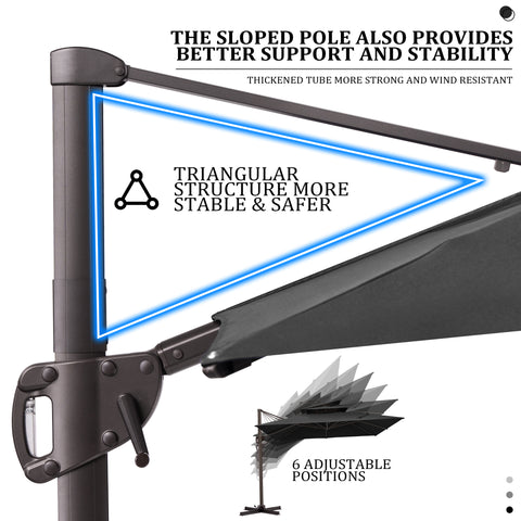 Pellebant 11x11 ft Aluminum Double Top Crank Cantilever Patio Umbrella