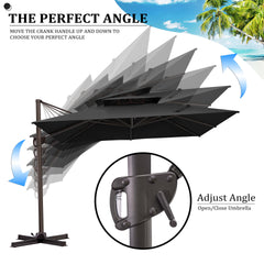 11 x 11 ft. Aluminum Double Top Cantilever Patio Umbrella with Base Options