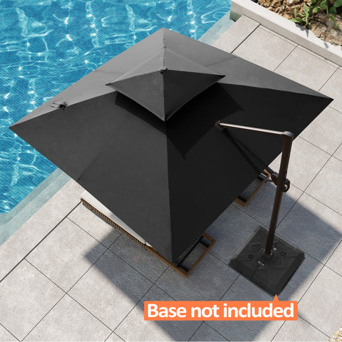 Pellebant 11x11 ft Aluminum Double Top Crank Cantilever Patio Umbrella