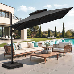 11 x 11 ft. Aluminum Double Top Cantilever Patio Umbrella with Base Options