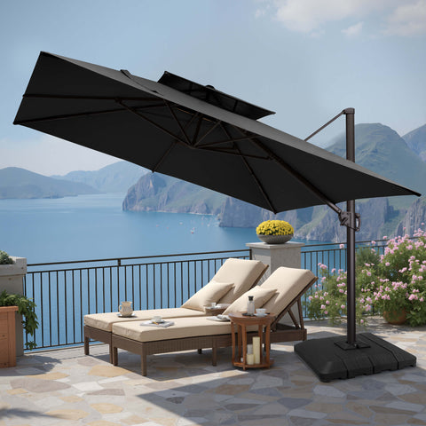 11 x 11 ft. Aluminum Double Top Cantilever Patio Umbrella with Base Options