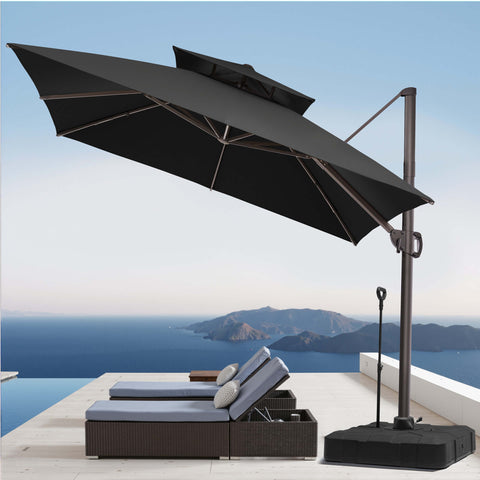 11 x 11 ft. Aluminum Double Top Cantilever Patio Umbrella with Base Options
