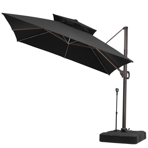 11 x 11 ft. Aluminum Double Top Cantilever Patio Umbrella with Base Options