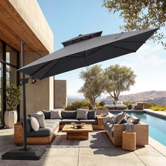 11 x 11 ft. Aluminum Double Top Cantilever Patio Umbrella with Base Options
