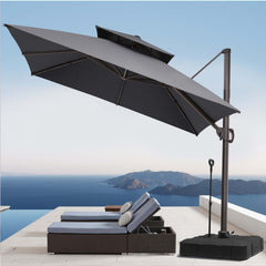 11 x 11 ft. Aluminum Double Top Cantilever Patio Umbrella with Base Options