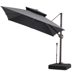 11 x 11 ft. Aluminum Double Top Cantilever Patio Umbrella with Base Options