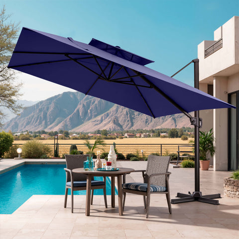 11 x 11 ft. Aluminum Double Top Cantilever Patio Umbrella with Base Options