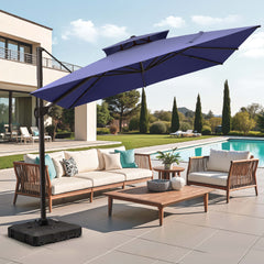 11 x 11 ft. Aluminum Double Top Cantilever Patio Umbrella with Base Options