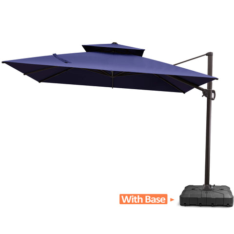 11 x 11 ft. Aluminum Double Top Cantilever Patio Umbrella with Base Options