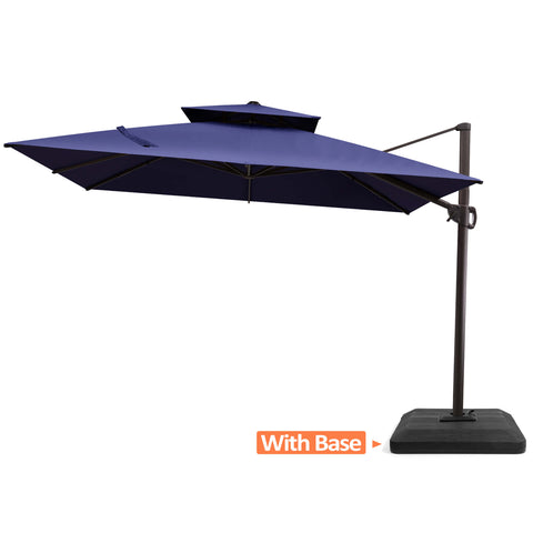 11 x 11 ft. Aluminum Double Top Cantilever Patio Umbrella with Base Options
