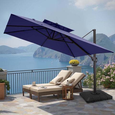 11 x 11 ft. Aluminum Double Top Cantilever Patio Umbrella with Base Options