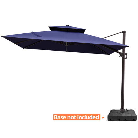 Pellebant 11x11 ft Aluminum Double Top Crank Cantilever Patio Umbrella