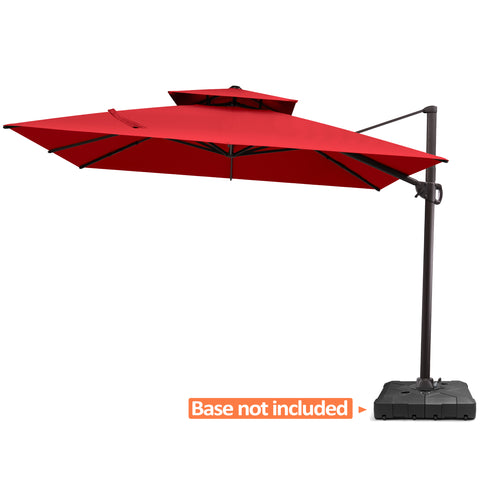 Pellebant 11x11 ft Aluminum Double Top Crank Cantilever Patio Umbrella