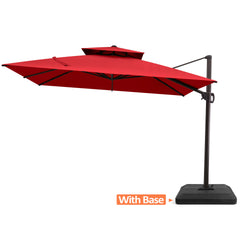 11 x 11 ft. Aluminum Double Top Cantilever Patio Umbrella with Base Options