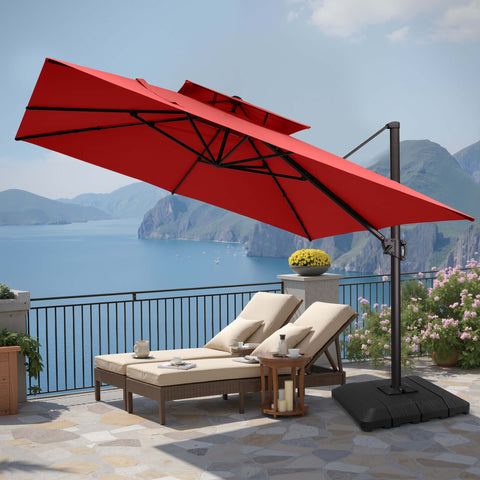 11 x 11 ft. Aluminum Double Top Cantilever Patio Umbrella with Base Options