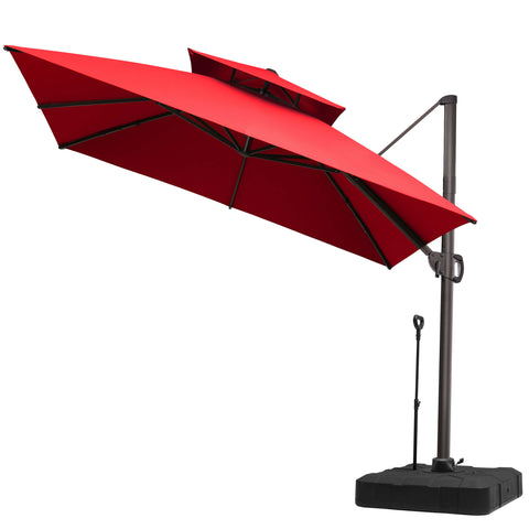 11 x 11 ft. Aluminum Double Top Cantilever Patio Umbrella with Base Options
