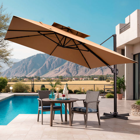 11 x 11 ft. Aluminum Double Top Cantilever Patio Umbrella with Base Options