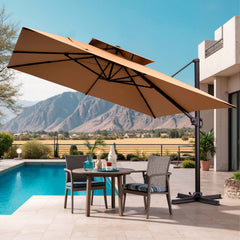 11 x 11 ft. Aluminum Double Top Cantilever Patio Umbrella with Base Options