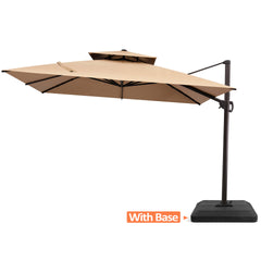 11 x 11 ft. Aluminum Double Top Cantilever Patio Umbrella with Base Options
